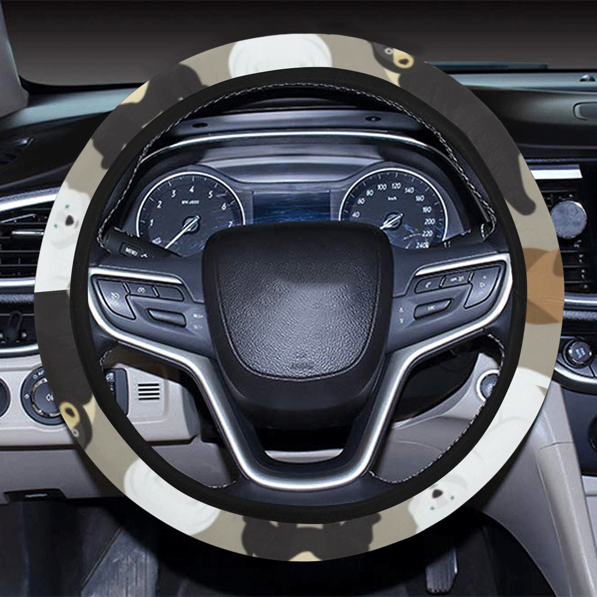 Bear Pattern Print Design BE03 Steering Wheel Cover with Elastic Edge