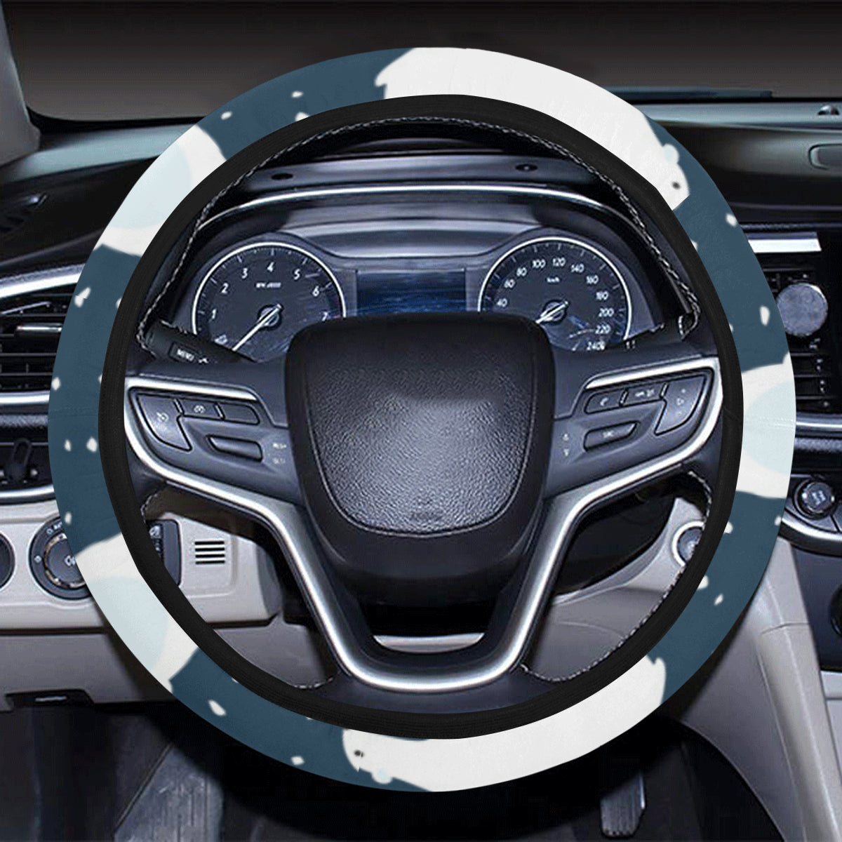 Polar Bear Pattern Print Design A02 Steering Wheel Cover with Elastic Edge