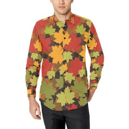 Maple Leaf Pattern Print Design 05 Men's Long Sleeve Shirt