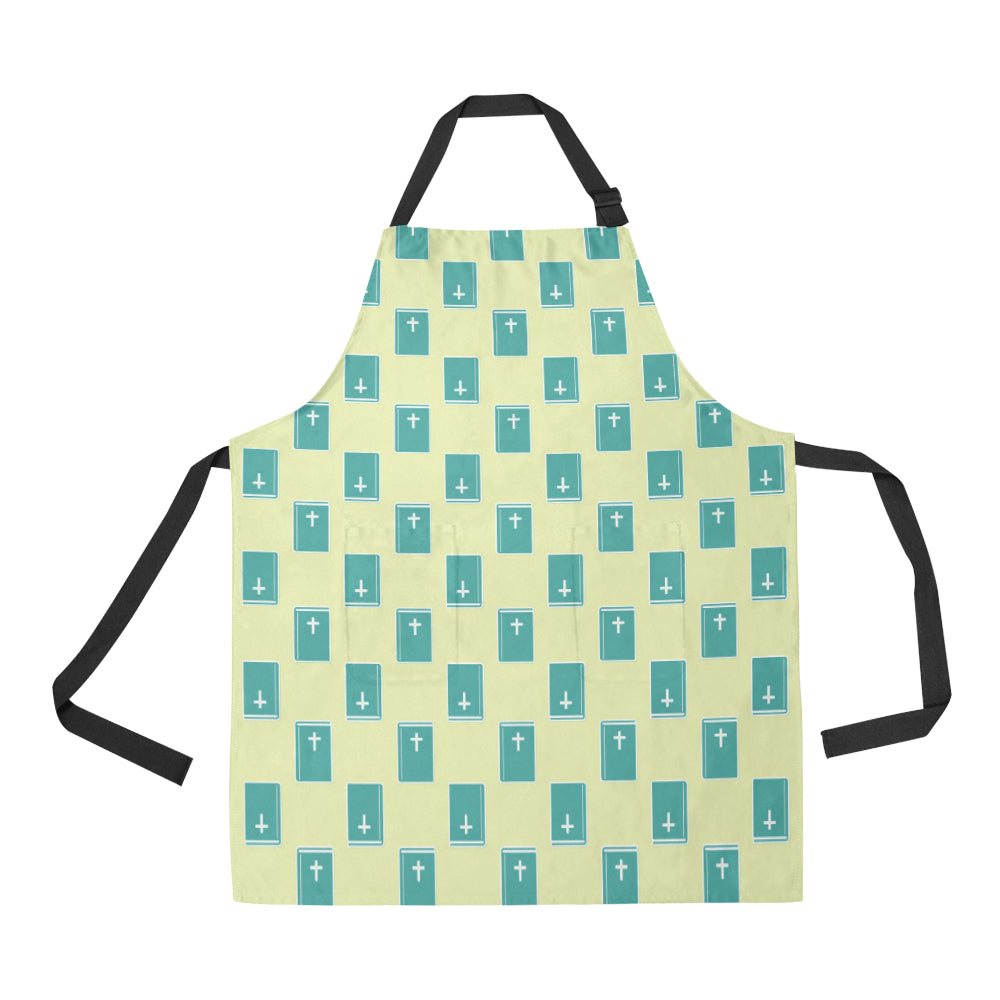 Bible Pattern Print Design 04 Apron with Pocket