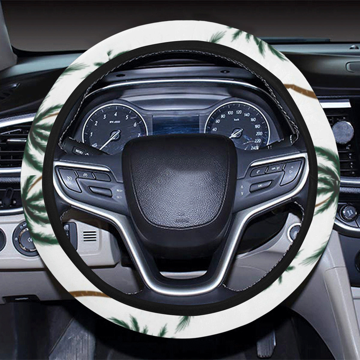 Palm Tree Pattern Print Design PT07 Steering Wheel Cover with Elastic Edge