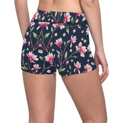 Magnolia Pattern Print Design MAG09 Yoga Shorts