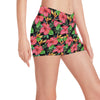 Red Hibiscus Pattern Print Design HB07 Yoga Shorts