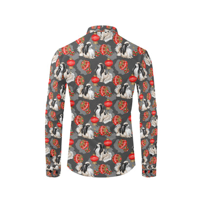 Japanese Chin Pattern Print Design 02 Men's Long Sleeve Shirt