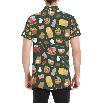 Agricultural Farm Print Design 02 Men's Short Sleeve Button Up Shirt