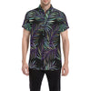 Tropical Palm Leaves Pattern Brightness Men's Short Sleeve Button Up Shirt