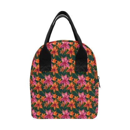 Amaryllis Pattern Print Design AL01 Insulated Lunch Bag