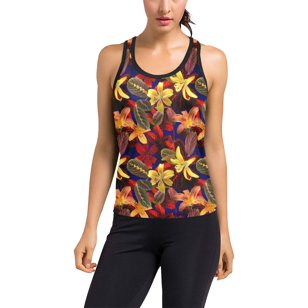 Lily Pattern Print Design LY014 Women's Racerback Tank Top