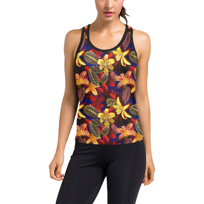 Lily Pattern Print Design LY014 Women's Racerback Tank Top