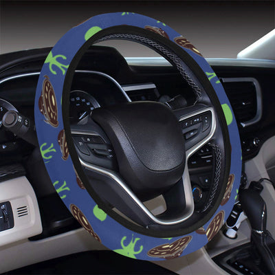 Alien Green UFO Pattern Steering Wheel Cover with Elastic Edge