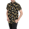 Fern Leave Bright Print Pattern Men's Short Sleeve Button Up Shirt