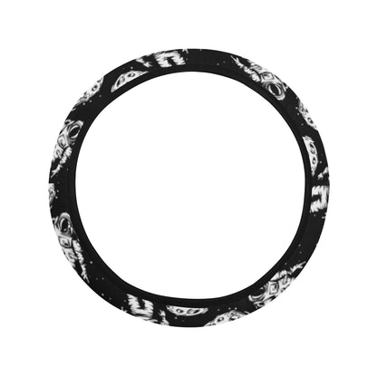 Astronaut Pattern Print Design 03 Steering Wheel Cover with Elastic Edge