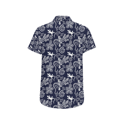 lizard Pattern Print Design 03 Men's Short Sleeve Button Up Shirt