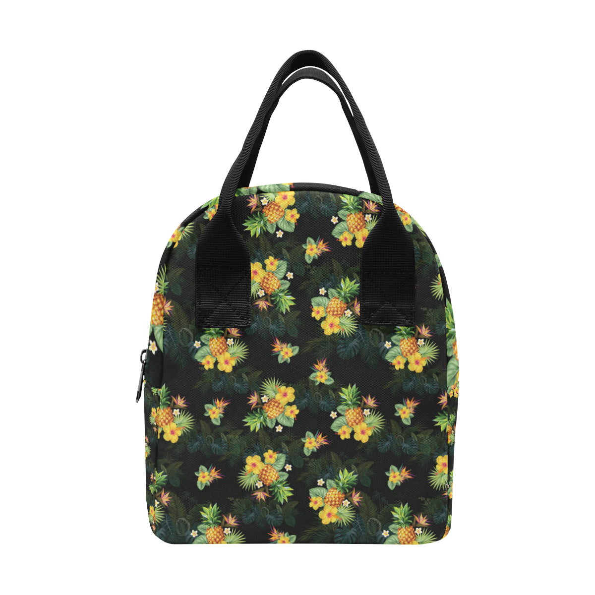 Pineapple Tropical Flower Print Pattern Insulated Lunch Bag