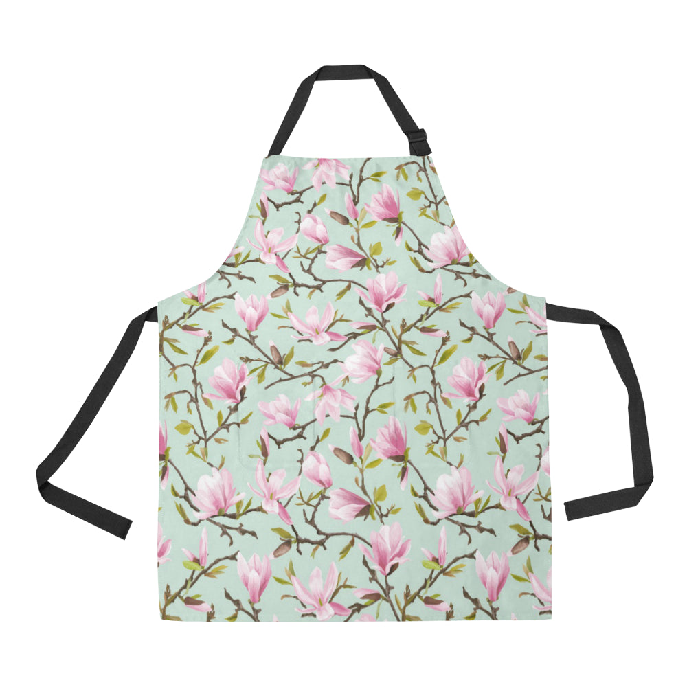 Magnolia Pattern Print Design MAG04 Apron with Pocket