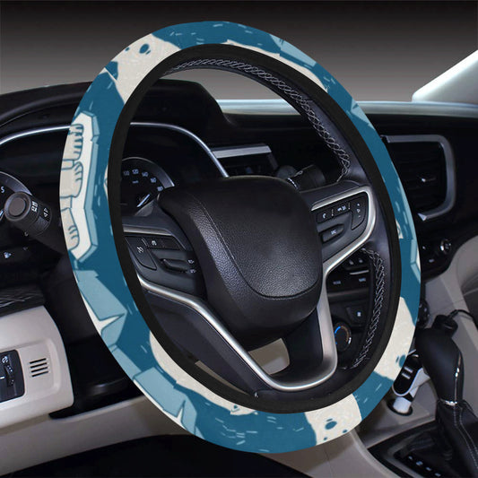 Polar Bear Pattern Print Design PB03 Steering Wheel Cover with Elastic Edge