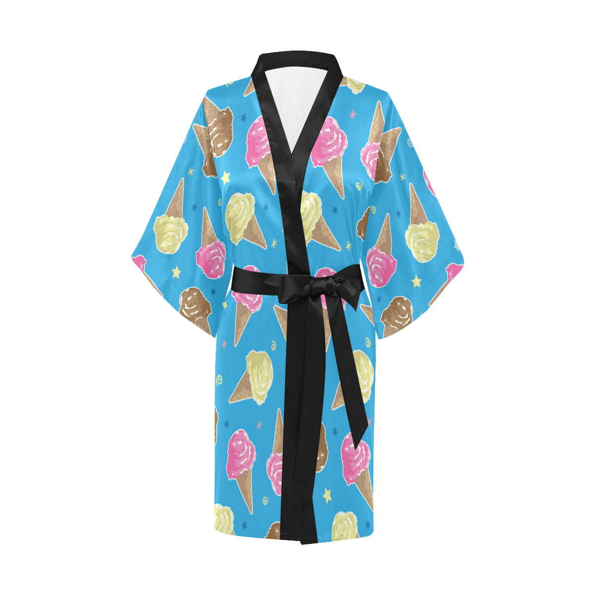 Ice Cream Pattern Print Design 01 Women's Short Kimono