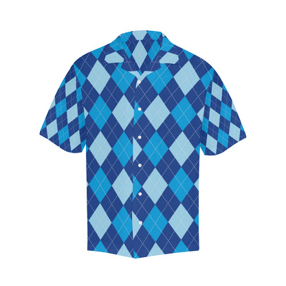 Argyle Blue Pattern Print Design 02 Men's Hawaiian Shirt