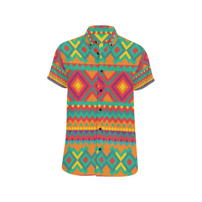 Mexican Pattern Print Design 04 Men's Short Sleeve Button Up Shirt