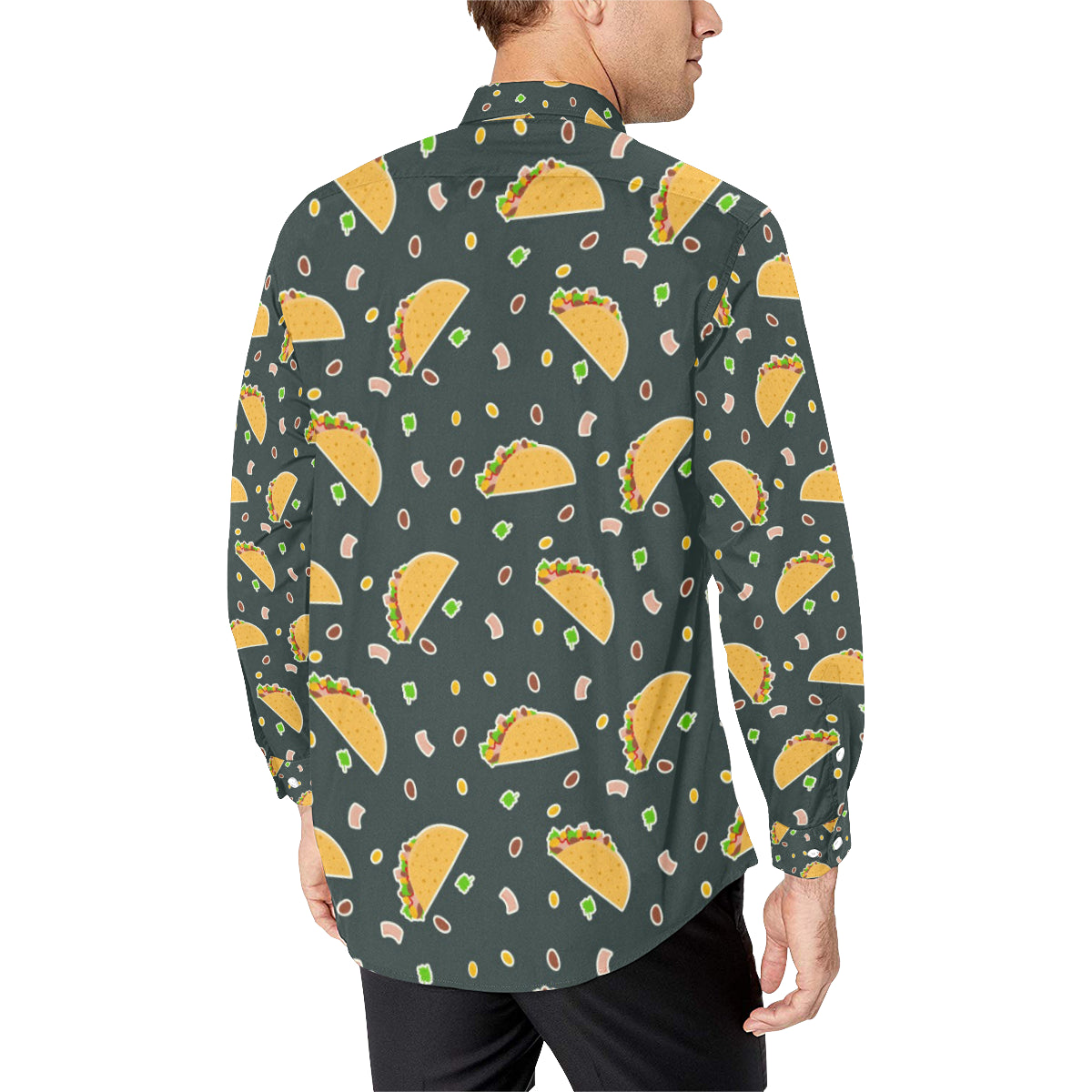 Taco Pattern Print Design TC02 Men's Long Sleeve Shirt