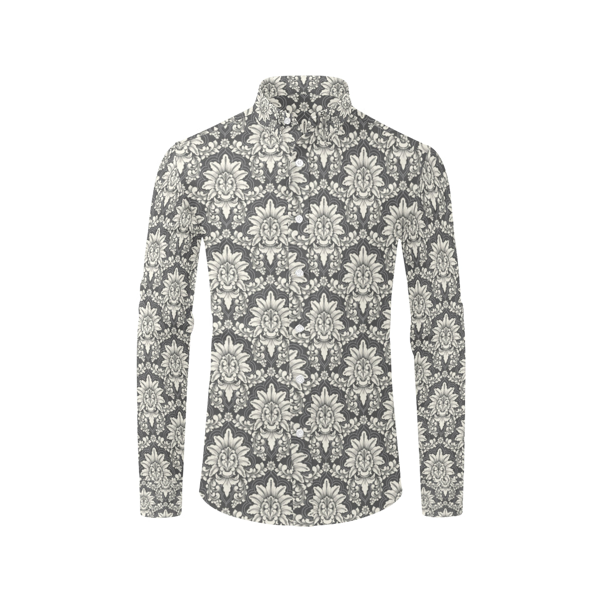 Damask Elegant Print Pattern Men's Long Sleeve Shirt