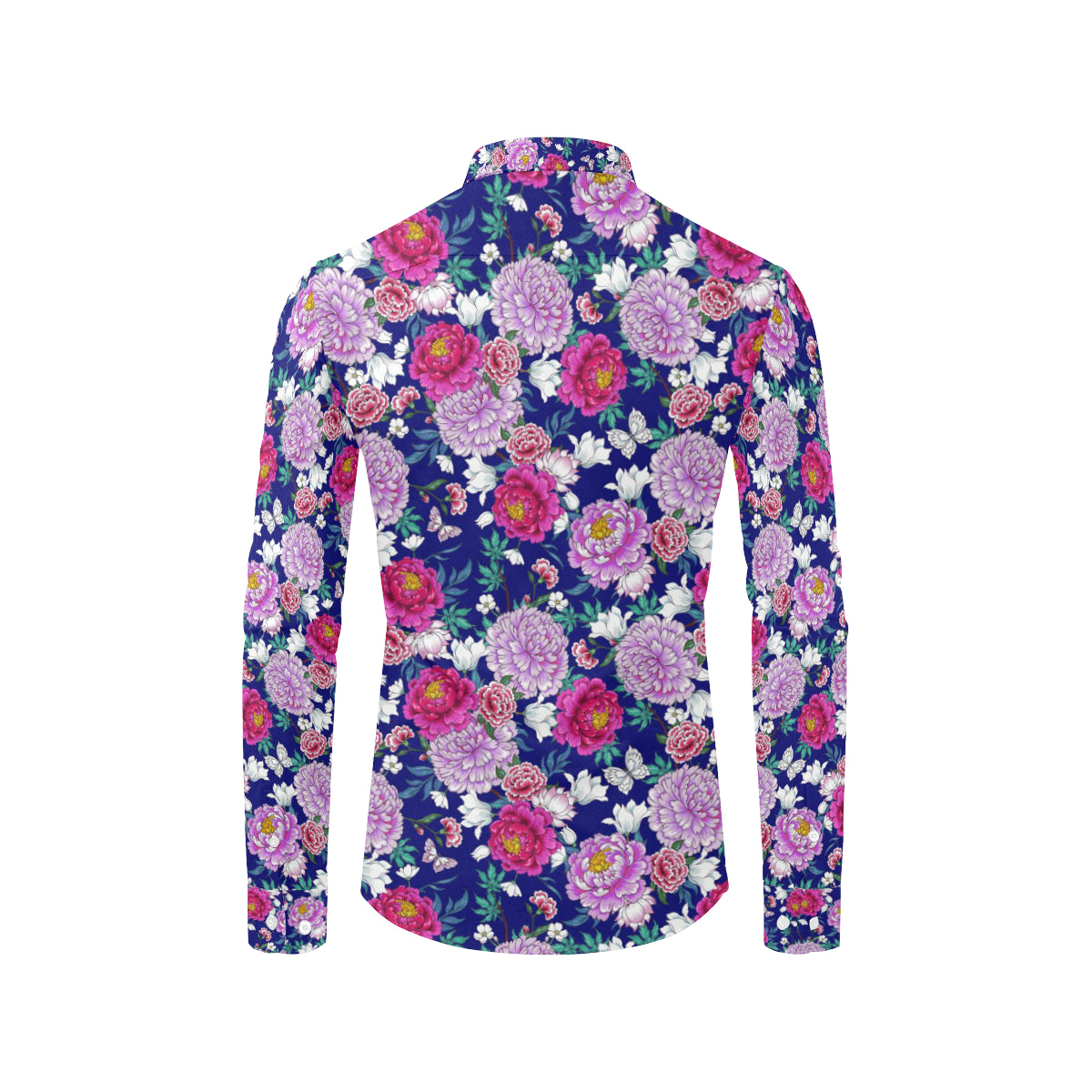 Dahlia Pattern Print Design DH013 Men's Long Sleeve Shirt