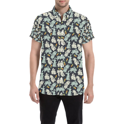 Bunny Pattern Print Design 04 Men's Short Sleeve Button Up Shirt