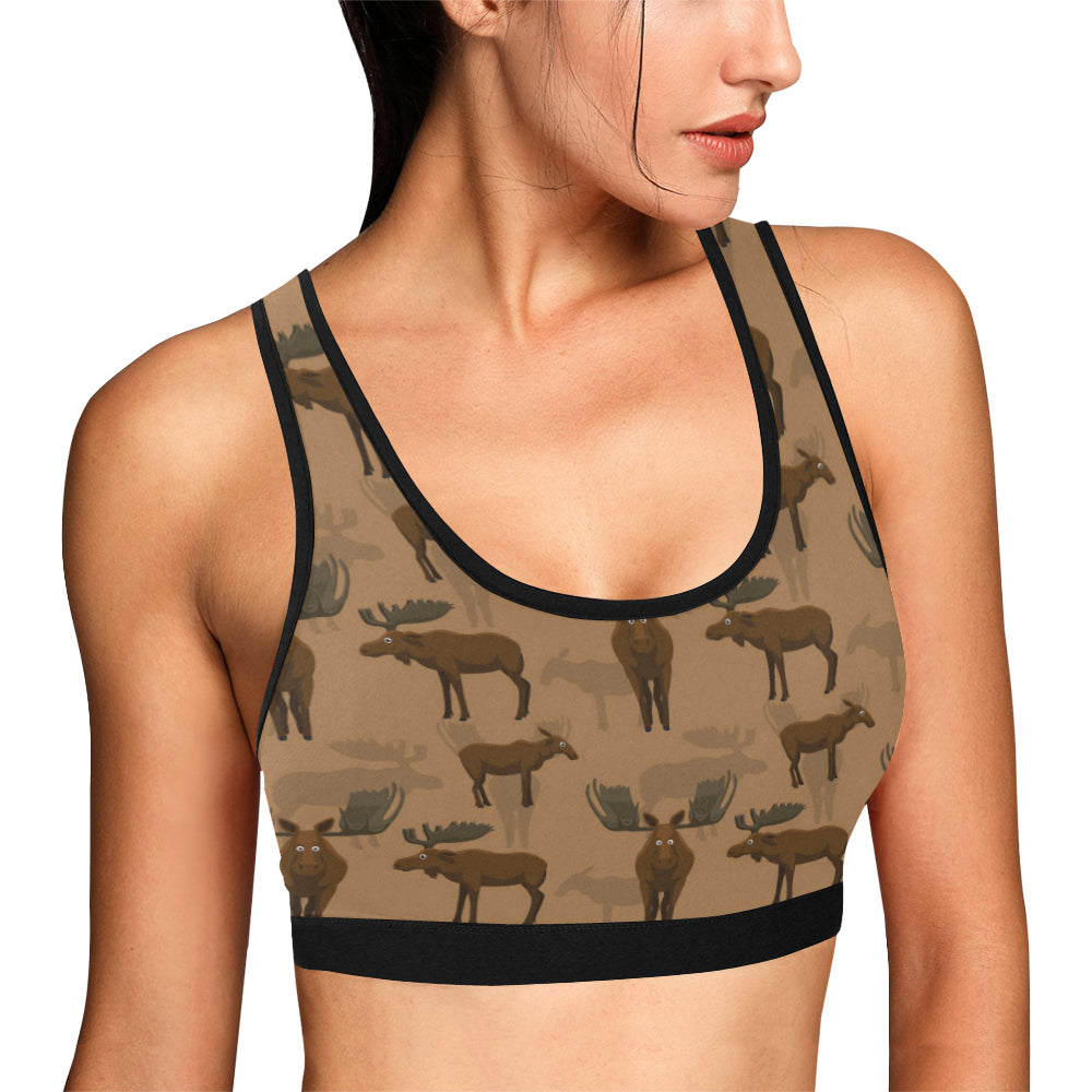 Moose Pattern Print Design 03 Sports Bra