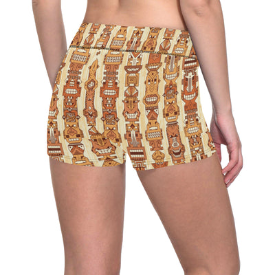 Tiki Orange Vertical Pattern Yoga Shorts