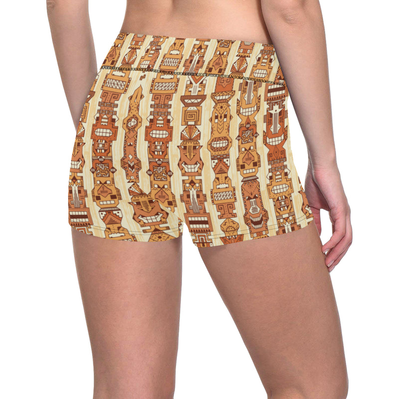 Tiki Orange Vertical Pattern Yoga Shorts