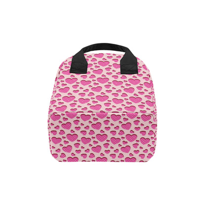 Heart Pink Pattern Print Design HE06 Insulated Lunch Bag