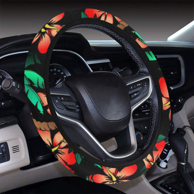 Hawaiian Themed Pattern Print Design H022 Steering Wheel Cover with Elastic Edge