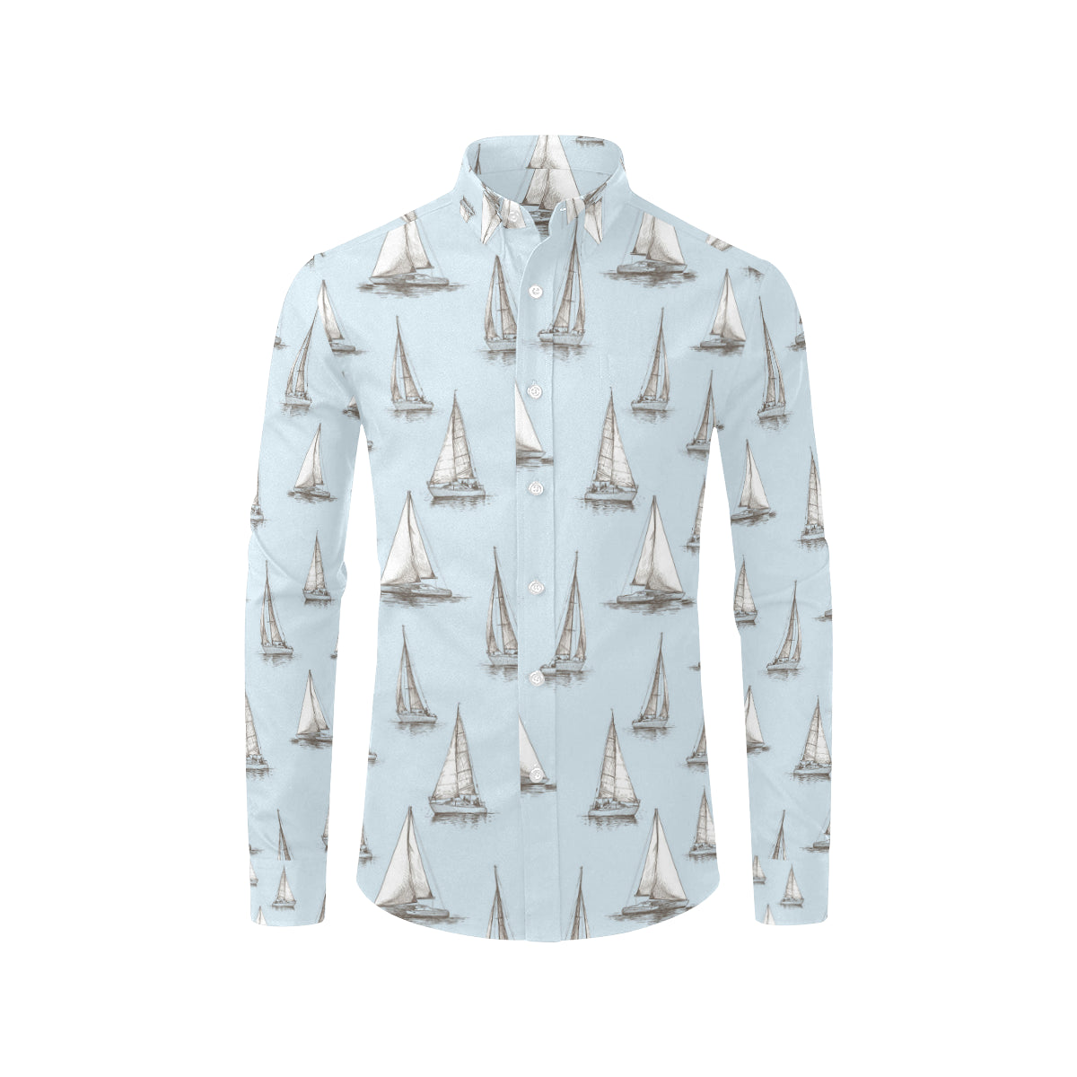 Sailing Ships Pattern Print Design A01 Men's Long Sleeve Shirt