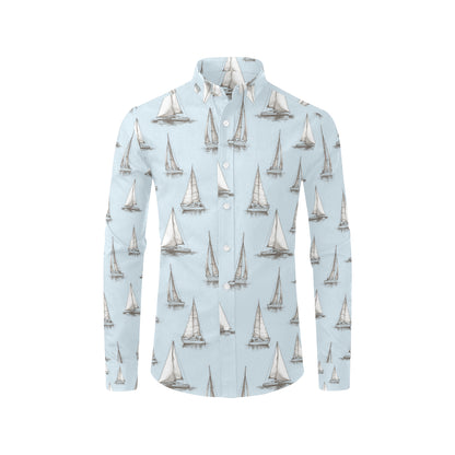 Sailing Ships Pattern Print Design A01 Men's Long Sleeve Shirt