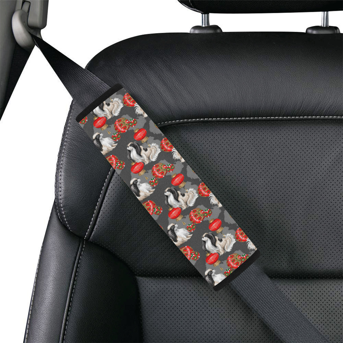 Japanese Chin Pattern Print Design 02 Car Seat Belt Cover