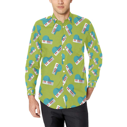Piano Pattern Print Design 03 Men's Long Sleeve Shirt