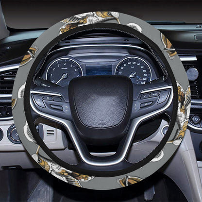 Hummingbird Pattern Print Design 02 Steering Wheel Cover with Elastic Edge