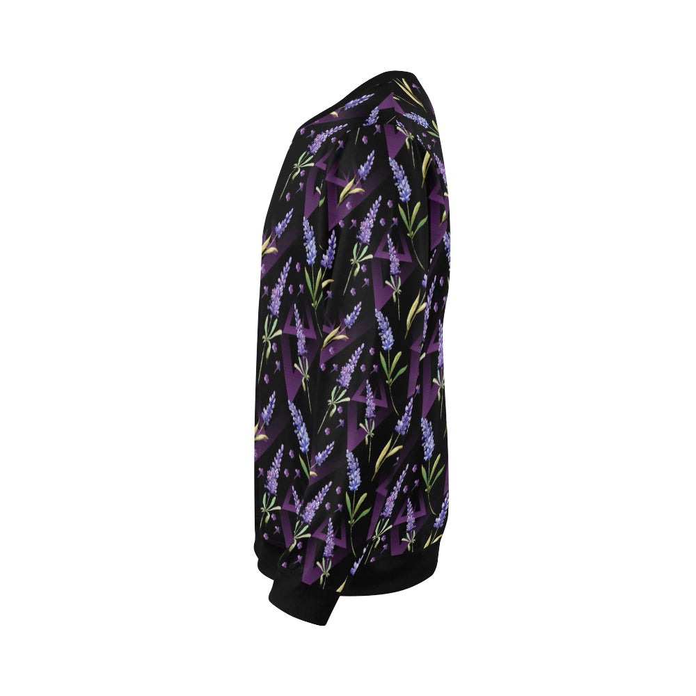 Lavender Pattern Print Design LV07 Men Long Sleeve Sweatshirt