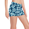 Blue Hibiscus Pattern Print Design HB011 Yoga Shorts