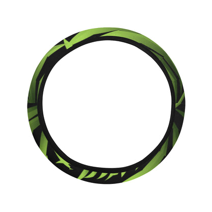 Green Neon Tropical Palm Leaves Steering Wheel Cover with Elastic Edge