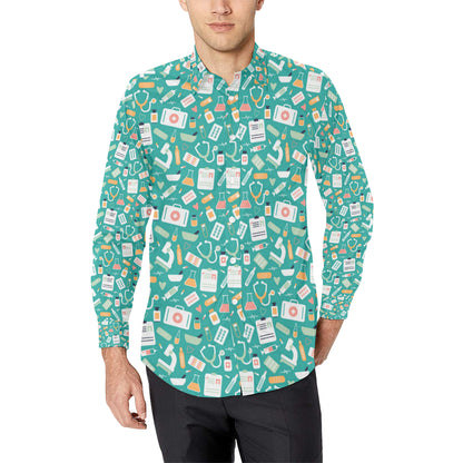 Medical Pattern Print Design 03 Men's Long Sleeve Shirt