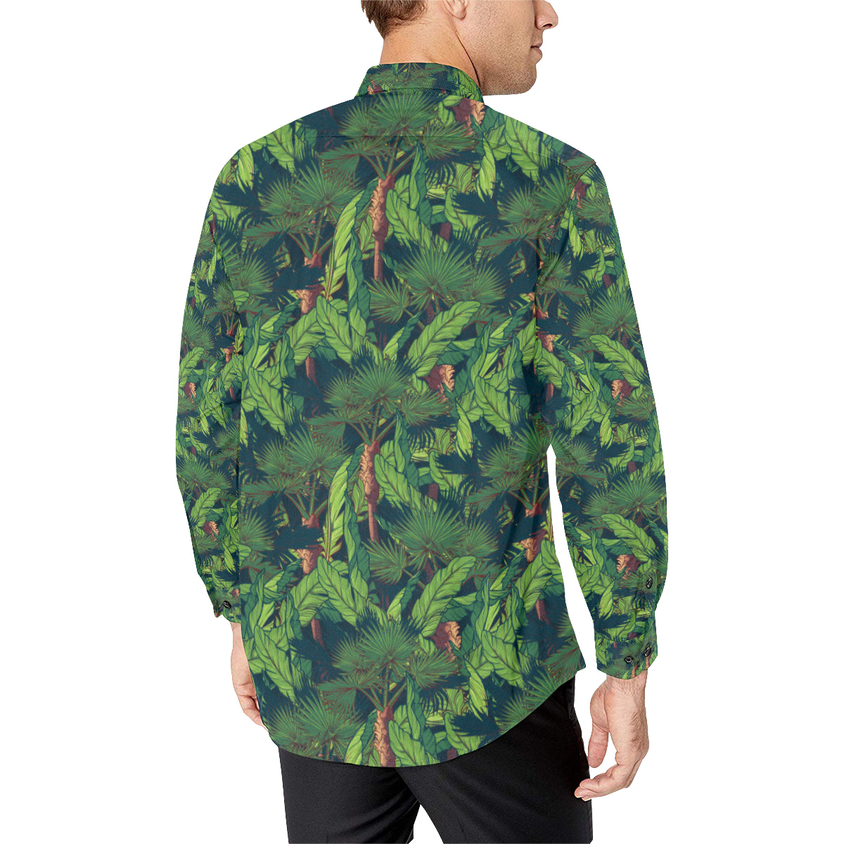 Rainforest Pattern Print Design A01 Men's Long Sleeve Shirt