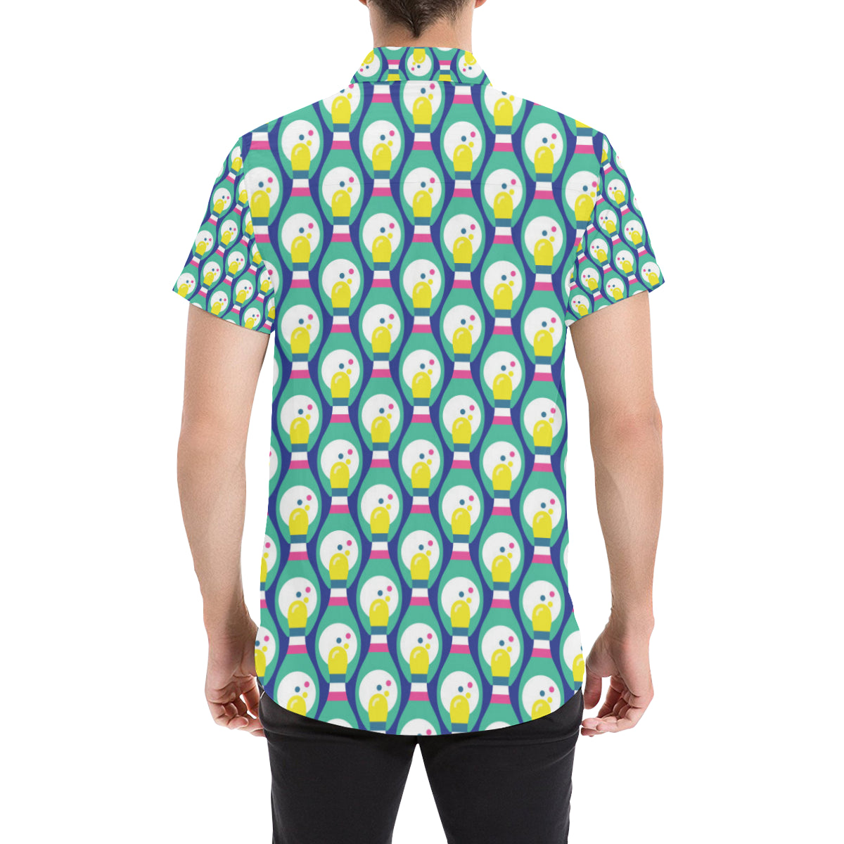 Bowling Pattern Print Design 04 Men's Short Sleeve Button Up Shirt