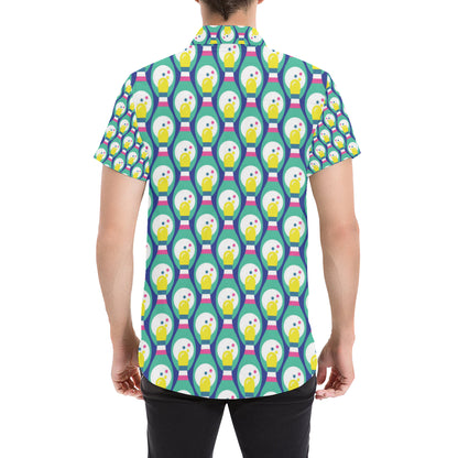 Bowling Pattern Print Design 04 Men's Short Sleeve Button Up Shirt