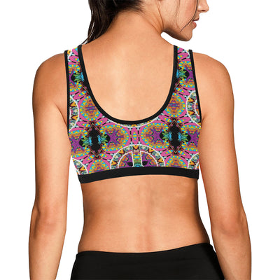 Peace Sign Pattern Print Design A03 Sports Bra