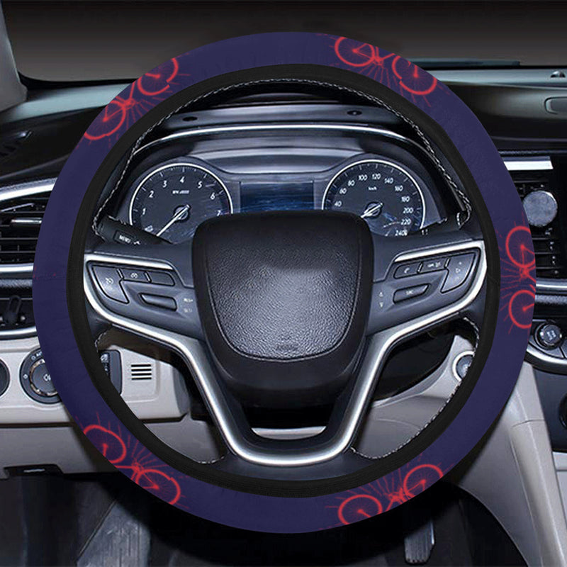 Bicycle Pattern Print Design 01 Steering Wheel Cover with Elastic Edge
