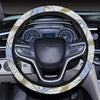 Lotus Pattern Print Design 04 Steering Wheel Cover with Elastic Edge