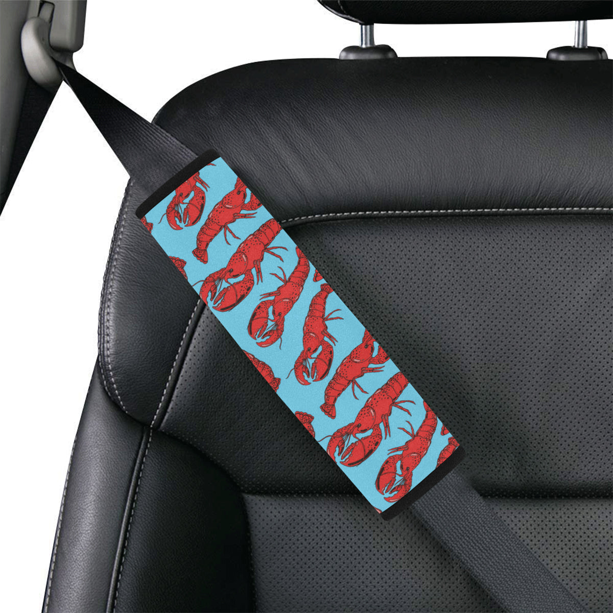 Lobster Red Pattern Print Design 03 Car Seat Belt Cover