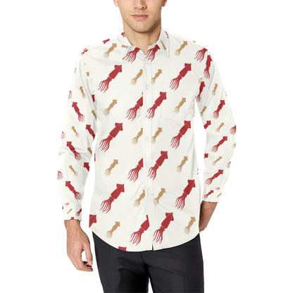 Giant Squid Pattern Print Design 01 Men's Long Sleeve Shirt