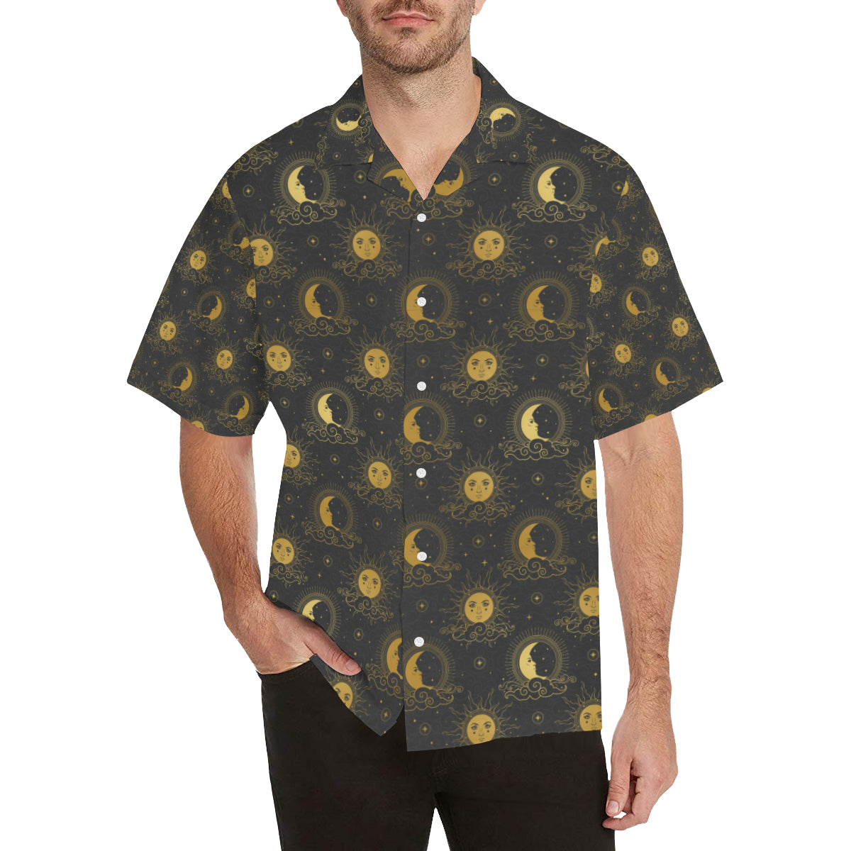 Celestial Moon Sun Pattern Print Design 05 Men's Hawaiian Shirt